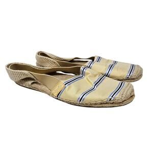 Coach Rayanne 8 Pale Yellow Blue Stripe Flat Esparille Coastal Preppy classic